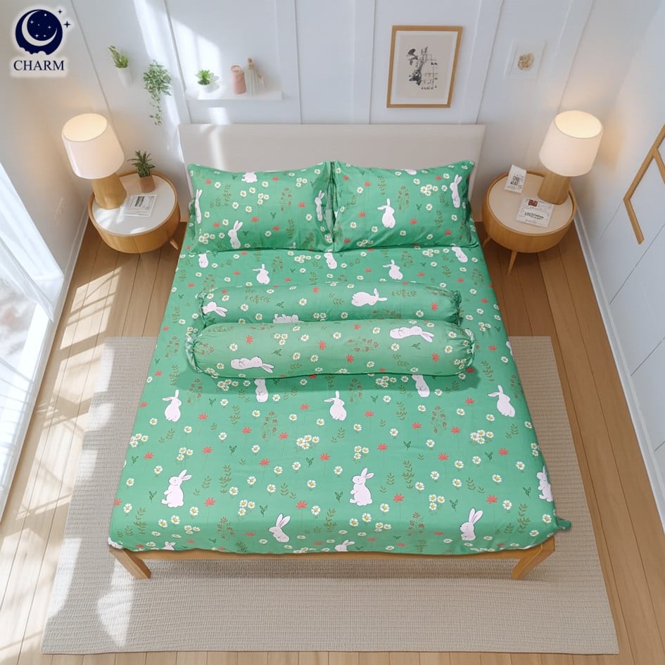 CHARM ชุดผ้าปูที่นอน + ผ้านวม 5 ฟุต 6 ชิ้น ลาย COZY RABBIT คอลเลคชั่น DREAMY_7